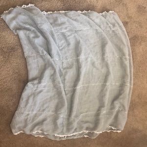 Gray and white infinity scarf